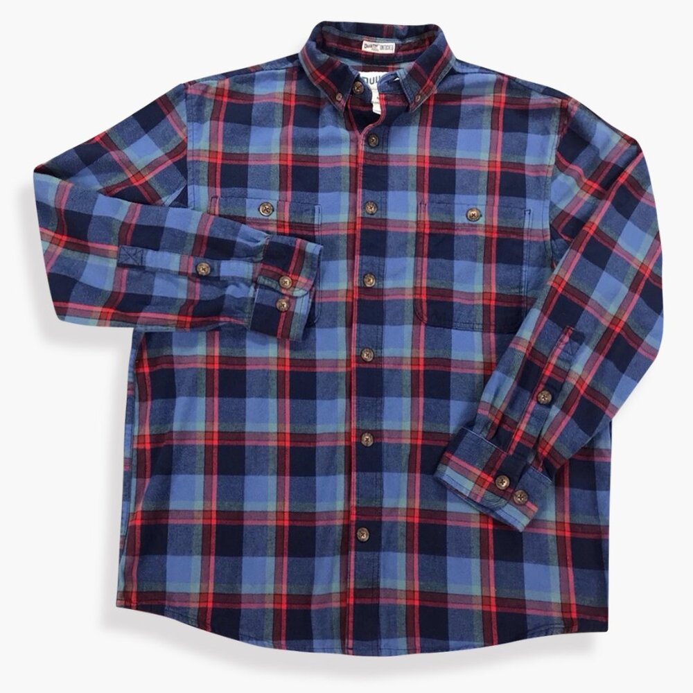 Duluth Trading Co Navy and Red Plaid Shirt Jacket